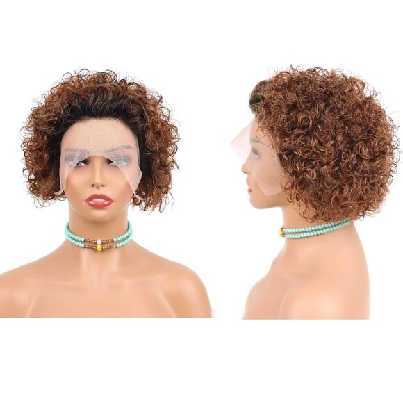 Honey Blonde Pixie Cut Wigs Human Hair for Black Women 13X1 Lace Frontal Wigs Sh - Picture 4 of 7